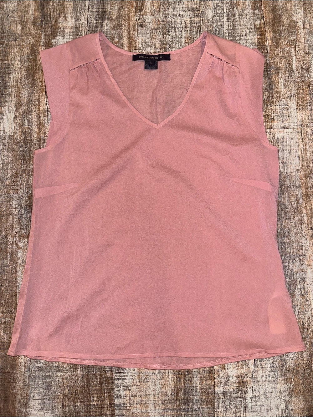 French Connection Pink Sleeveless V-Neck Blouse